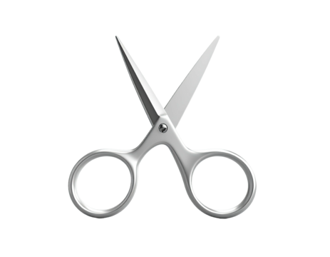 Metallic scissors open, isolated against a stark black background, ready to cut - Powered by Adobe