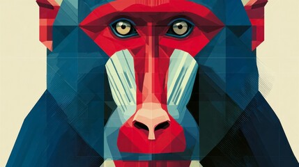Geometric baboon illustration colorful animal portrait for design