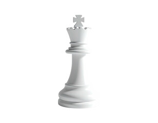 A solitary white chess king, rendered in 3D against a stark black background