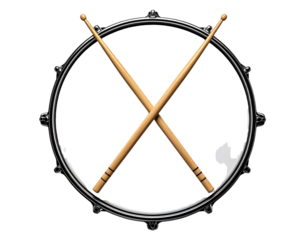 Percussion Drum Set – Snare Drum and Wooden Sticks Arrangement, isolated on transparent background