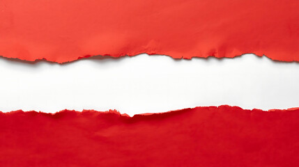 Torn red paper revealing white space background