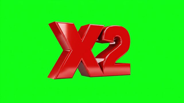 X2 Red Number Double Speed Chromakey Green Background