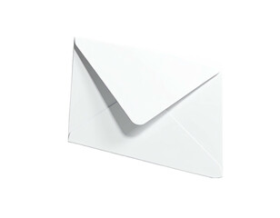 Angled close-up of a bright white closed envelope on a transparent background