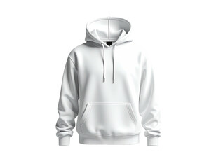 A plain white hoodie isolated on a black background, front view, simple and clean