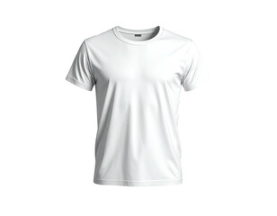 Plain white t-shirt, frontal view on black background, showcasing apparel