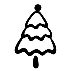 Simple Christmas Tree Silhouette Line Art