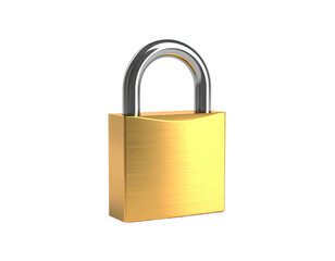 Shiny, gold padlock isolated on black background. Gleaming, secure design