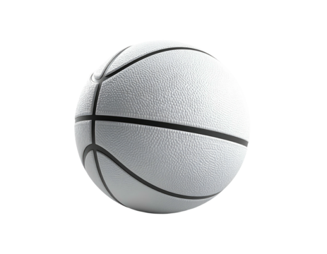 A textured white orb with black lines creating a basketball-like pattern against black