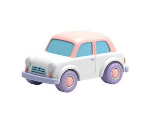 3D render of a whimsical, pastel-colored cartoon car isolated on black
