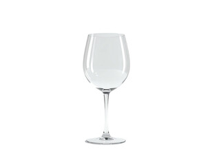 A clear stemmed glass, empty, centered against a black background