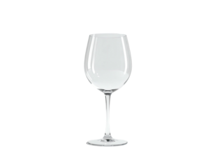 A clear stemmed glass, empty, centered against a black background