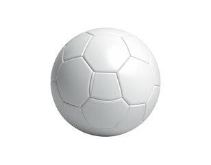 A realistic, digitally rendered, all-white soccer ball on a stark black background