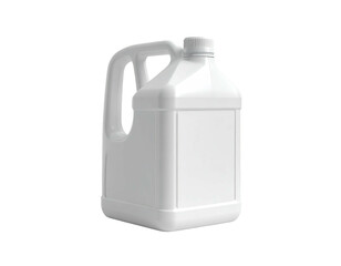 White rectangular plastic jug with handle and screw-on cap, isolated on black