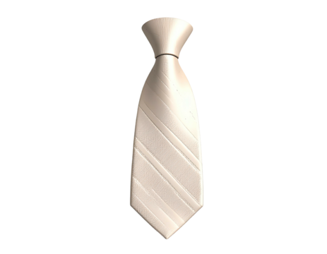 A cream-colored, diagonally striped tie, against a solid black background