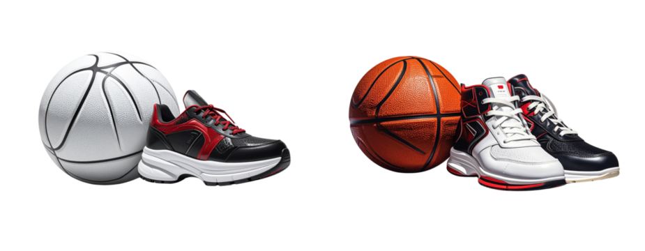 Set of Basketball and Sneakers Pair