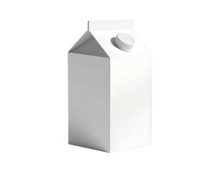 A blank, white carton of liquid, with a screw-top, isolated on a black background