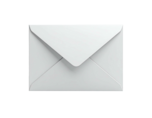 Front view of a white envelope on a black background, slightly shaded