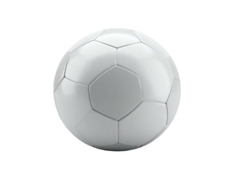 Glossy white sphere with pentagon and hexagon shapes, on a stark black background