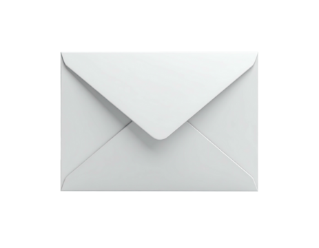 Front view of a white envelope on a black background, slightly shaded