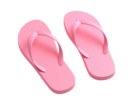 Two pink, digitally-rendered flip-flops, isolated on a black background