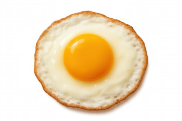 Fried egg sunny side up on transparent background, fresh breakfast food cooking, healthy protein meal concept