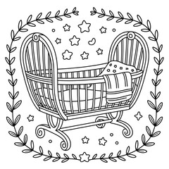 cradle coloring page line art