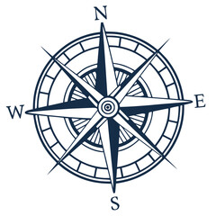 Unique compass icon with sharp geometric lines, solid style
