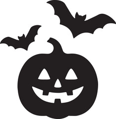 Fototapeta premium halloween pumpkin with bats vector illustration