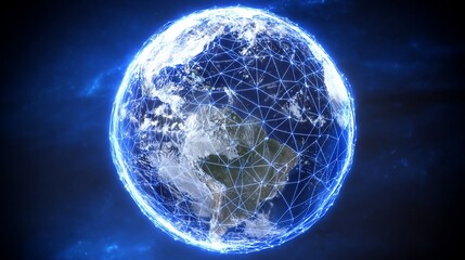 Fototapeta premium Futuristic global network with glowing connections, symbolizing global communication and