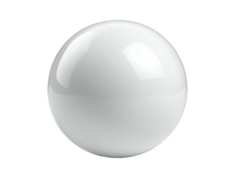 Isolated glossy white sphere on a black background with reflections and highlights