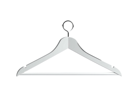 Isolated white clothing hanger with a hook, casting a long shadow on black background - Powered by Adobe