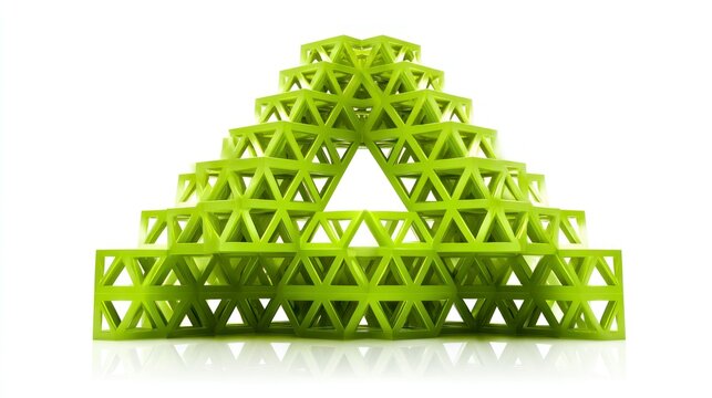 Geometric green triangular structure isolated on white background for design - Powered by Adobe