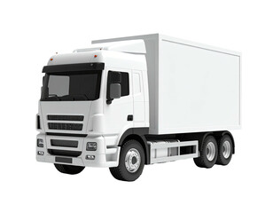 A clean, white box truck with three axles, ready for deliveries