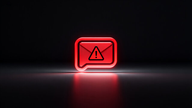 Red glowing alert icon on black background