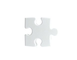 Single, white, glossy jigsaw puzzle piece floating against a solid black background