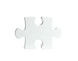 A single white puzzle piece, with subtle shadows, against a black background