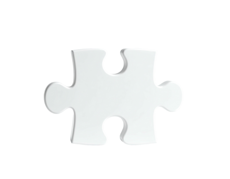 A single white puzzle piece, with subtle shadows, against a black background