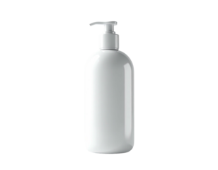 Clean, white dispenser bottle with a pump head on a solid black background