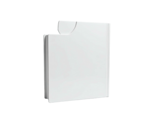 Rendered image of a white paper folder with a curved cutout, isolated