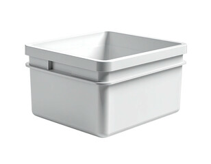 A white plastic storage container with a square opening and a slightly raised rim