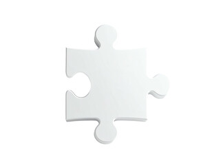 Isolated white puzzle piece floating against a black background