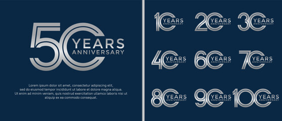 anniversary vector logo set, silver color can be use for celebration