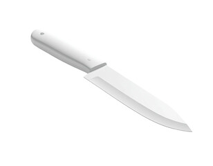 Simple illustration of a white kitchen knife angled, isolated on black background