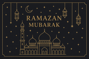 Elegant ramadan kareem banner with crescent moon and star design