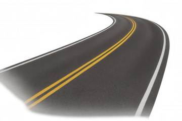 Asphalt road turning, presenting journey, travel, and path concepts, transparent background