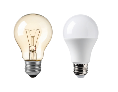 Lighting Bulbs Set – Energy Saver and Decorative Edison Models, isolated on transparent background - Powered by Adobe