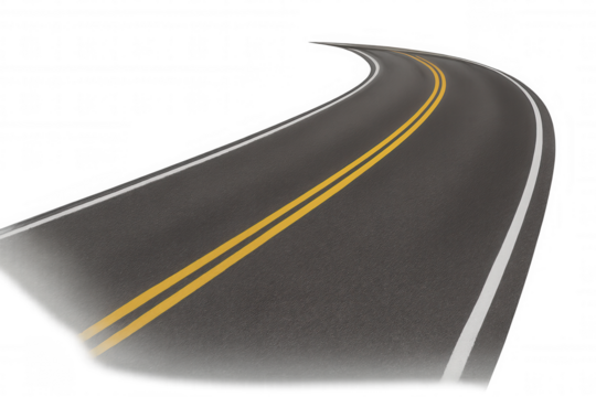 Asphalt road turning, presenting journey, travel, and path concepts, transparent background