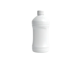 A white plastic bottle with a white cap and a curved, ergonomic shape
