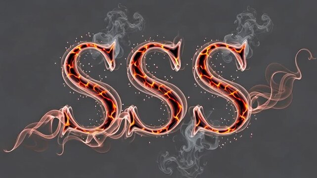 Fiery SSS Letters with Smoke and Sparks Effect