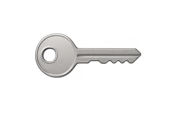 Silver metal key unlocking solution with transparent background